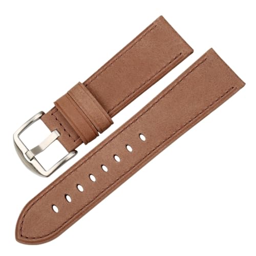 WOMELF Leder-Uhrenarmband-Zubehör, blau, 22 mm, 24 mm, Herren- und Damen-Business-Uhrenarmband (Color : Brown S, Size : 24mm) von WOMELF