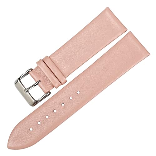WOMELF Uhrenzubehör Dünne Uhrenarmbänder 14 16 18 19 20 22 24 mm Lederarmband Uhrenarmband (Color : Pink, Size : 18mm) von WOMELF