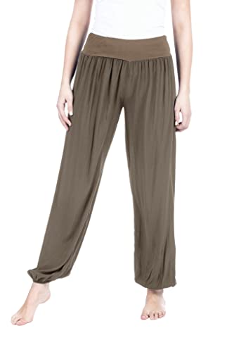 U&F Damen Sommer und Winter Haremshose | Frühling Herbst Boho Lässig Elastisch Casual Sport Festival Hippie Hose Aladinhose Jogginghose Pumphose Umstandshose Sommerhose fangoscuro Größe: L von WOMEN'S WEAR U&F FASHIONSTORE