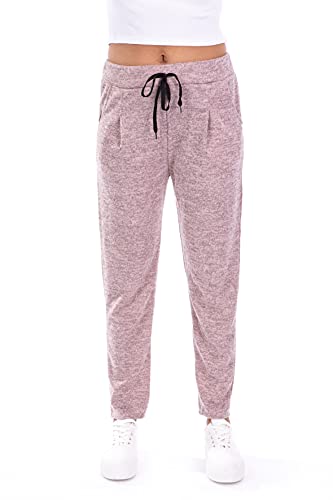 U&F Damen Sweatpants Stoffhose | Jogginghose mit Taschen | Homewear für Frauen | bequeme & schicke Sporthose mit Schnürbund | elegante Freizeithose | Regular Fit | knöchellang Rosa L von WOMEN'S WEAR U&F FASHIONSTORE