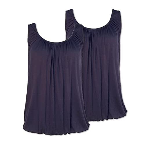 U&F Damen Top mit Gummizug am Saum- Doppelpack I lockerer Schnitt für den perfekten Alltag-Look I ärmelloses Shirt für Frauen I Tank Top für Frühling, Sommer & Herbst I 2X Dunkelblau Größe XL von WOMEN'S WEAR U&F FASHIONSTORE