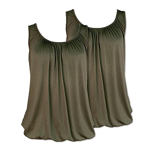 U&F Damen Top mit Gummizug am Saum- Doppelpack I lockerer Schnitt für den perfekten Alltag-Look I ärmelloses Shirt für Frauen I Tank Top für Frühling, Sommer & Herbst I 2X Grün Größe M von WOMEN'S WEAR U&F FASHIONSTORE