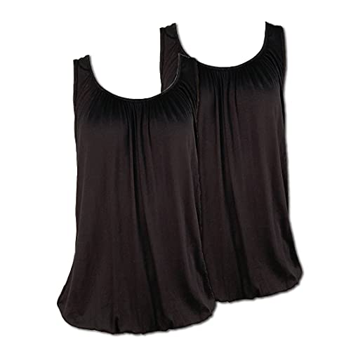 U&F Damen Top mit Gummizug am Saum- Doppelpack I lockerer Schnitt für den perfekten Alltag-Look I ärmelloses Shirt für Frauen I Tank Top für Frühling, Sommer & Herbst I 2X Schwarz Größe L von WOMEN'S WEAR U&F FASHIONSTORE