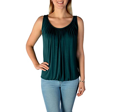 U&F Damen Top mit Gummizug am Saum I lockerer Schnitt für den perfekten Alltag-Look I ärmelloses Shirt für Frauen I angenehmes Tragegefühl I Tank Top für Frühling, Sommer & Herbst Idunkelgrün Größe M von WOMEN'S WEAR U&F FASHIONSTORE