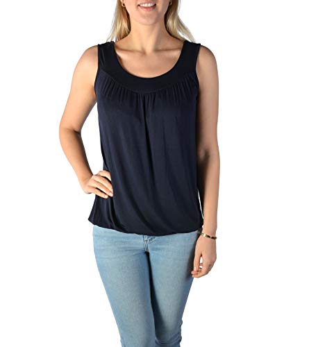 U&F Damen Top mit Gummizug am Saum I lockerer Schnitt für den perfekten Alltag-Look I ärmelloses Shirt für Frauen I angenehmes Tragegefühl I Tank Top für Frühling, Sommer & Herbst I Dunkelblau XXL von WOMEN'S WEAR U&F FASHIONSTORE