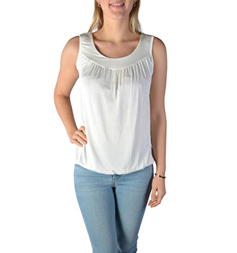 U&F Damen Top mit Gummizug am Saum I lockerer Schnitt für den perfekten Alltag-Look I ärmelloses Shirt für Frauen I angenehmes Tragegefühl I Tank Top für Frühling, Sommer & Herbst I Weiß M von WOMEN'S WEAR U&F FASHIONSTORE