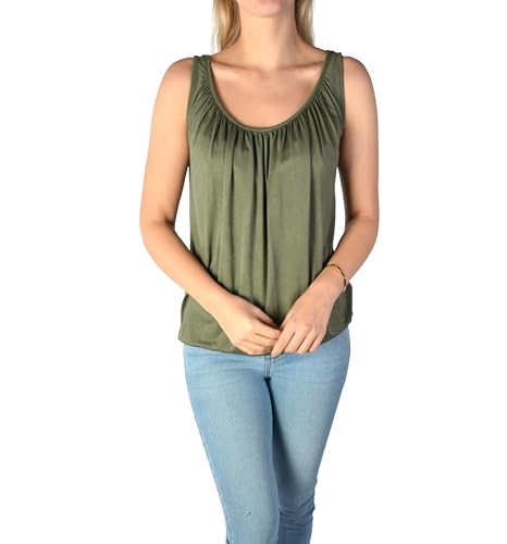 U&F Damen Top mit Gummizug am Saum I lockerer Schnitt für den perfekten Alltag-Look I ärmelloses Shirt für Frauen I angenehmes Tragegefühl I Tank Top für Frühling, Sommer & Herbst IGrün Größe M von WOMEN'S WEAR U&F FASHIONSTORE