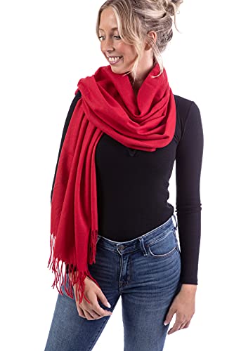 WOMEN'S WEAR U&F FASHIONSTORE U&F Damen Schal | 100% Viskose | Einheitsgröße | Casual Basic | Pashmina Schal | Herbstschal | Eleganter Winterschal für Frauen | Halstuch | Rot von WOMEN'S WEAR U&F FASHIONSTORE