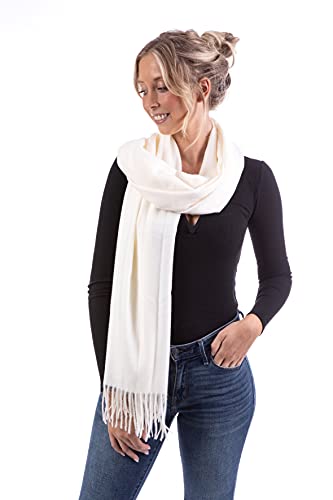 WOMEN'S WEAR U&F FASHIONSTORE U&F Damen Schal | 100% Viskose | Einheitsgröße | Casual Basic | Pashmina Schal | Herbstschal | Eleganter Winterschal für Frauen | Halstuch | Wollweiß von WOMEN'S WEAR U&F FASHIONSTORE