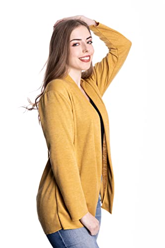 WOMEN'S WEAR U&F FASHIONSTORE U&F Damen Strickjacke | Kuschliger Open Cardigan für Freizeit, Sport oder Büro Gelb Grösse L von WOMEN'S WEAR U&F FASHIONSTORE