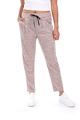 U&F Damen Sweatpants Stoffhose | Jogginghose mit Taschen | Homewear für Frauen | bequeme & schicke Sporthose mit Schnürbund | elegante Freizeithose | Regular Fit | knöchellang Beige XXL von WOMEN'S WEAR U&F FASHIONSTORE