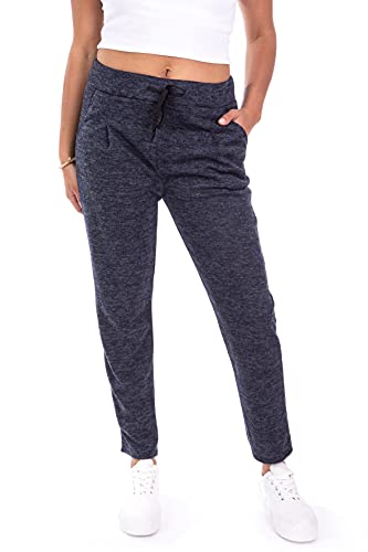 U&F Damen Sweatpants Stoffhose | Jogginghose mit Taschen | Homewear für Frauen | bequeme & schicke Sporthose mit Schnürbund | elegante Freizeithose | Regular Fit | knöchellang Blau XL von WOMEN'S WEAR U&F FASHIONSTORE