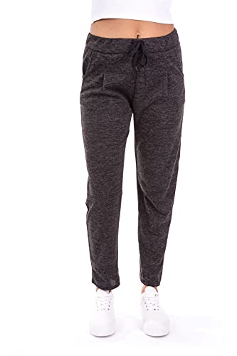 U&F Damen Sweatpants Stoffhose | Jogginghose mit Taschen | Homewear für Frauen | bequeme & schicke Sporthose mit Schnürbund | elegante Freizeithose | Regular Fit | knöchellang Schwarz L von WOMEN'S WEAR U&F FASHIONSTORE