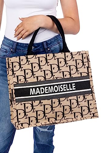 WOMEN'S WEAR U&F FASHIONSTORE XXL Shopper | Jute Tasche mit stylischem Aufdruck | Strandtasche | MM Black von WOMEN'S WEAR U&F FASHIONSTORE