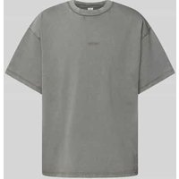WON HUNDRED T-Shirt mit Label-Stitching in Mittelgrau, Größe L von WON HUNDRED