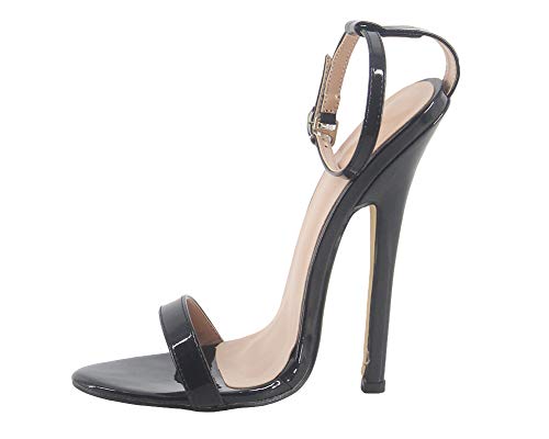 WONDERHEEL Damen Fetisch Ankle Straps Sandalen Schwarz 42.5 EU von WONDERHEEL