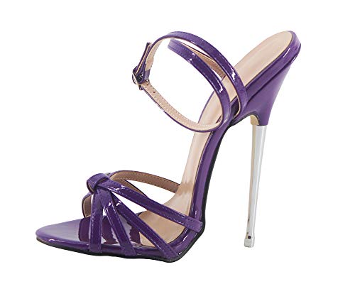 WONDERHEEL Damen Fetisch Ankle Straps Sandalen Violett 44.5 EU von WONDERHEEL