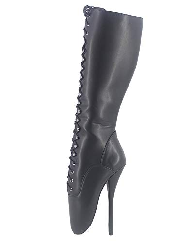 WONDERHEEL Damen Fetisch Ballett Stiefel Schwarz 40 EU von WONDERHEEL