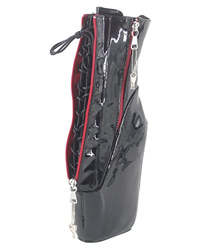 WONDERHEEL Damen Fetisch Locked Zipper Ballett Stiefel Schwarz 41.5 EU von WONDERHEEL