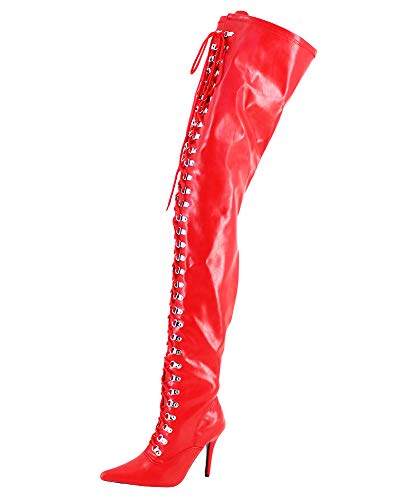 WONDERHEEL Damen Fetisch Over-Knee Boots Rot 39.5 EU von WONDERHEEL