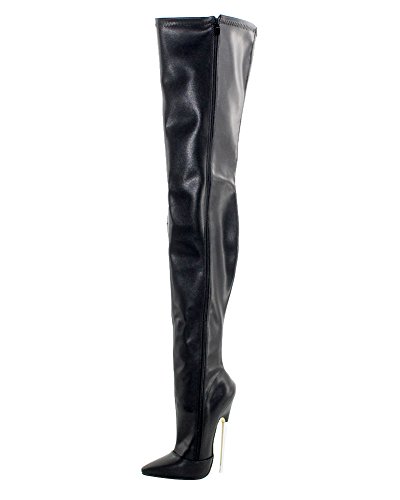 WONDERHEEL Damen Fetisch Over-Knee Stiefel Schwarz 41.5 EU von WONDERHEEL