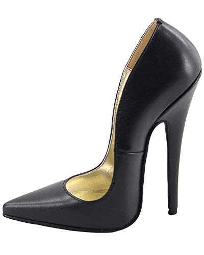 WONDERHEEL Damen Fetisch Pointed Toe Pumps Schwarz 38 EU von WONDERHEEL