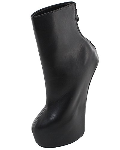 WONDERHEEL Damen Heelless Kurzschaft Plateau Stiefel Schwarz 40 EU von WONDERHEEL