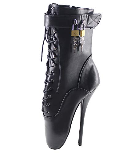 WONDERHEEL Damen Padlocks Ballett Stiefel Schwarz 38 EU von WONDERHEEL