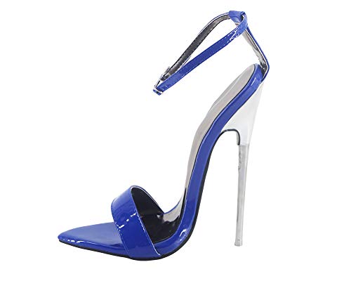 WONDERHEEL Damen Stiletto Ankle Straps Sandalen Blau 44.5 EU von WONDERHEEL