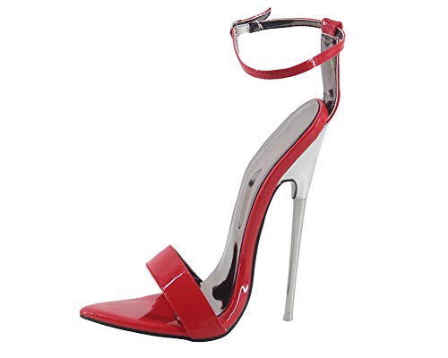 WONDERHEEL Damen Stiletto Ankle Straps Sandalen Rot 44.5 EU von WONDERHEEL