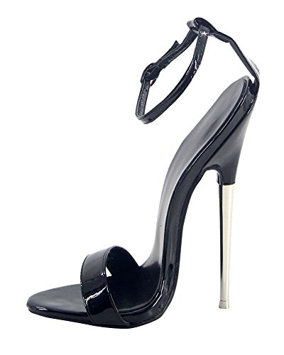 WONDERHEEL Damen Stiletto Ankle Straps Sandalen Schwarz 44.5 EU von WONDERHEEL