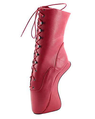 WONDERHEEL Damen Wedges Ankle Ballett Stiefel Rot 40 EU von WONDERHEEL