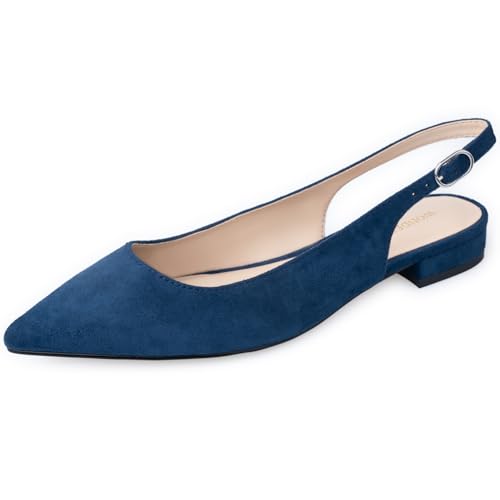 WONDERWAY Damen-Schuhe mit flachem, spitzem Zehenbereich für elegant, Freizeit, Arbeit, Hochzeit, Marineblau, 37.5 EU WONDERWAY Damen-Schuhe mit flachem, spitzem Zehenbereich für elegant, Freizeit, Arbeit, Hochzeit, Marineblau, 37.5 EU von WONDERWAY