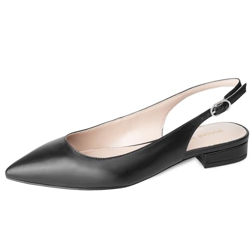 WONDERWAY Damen-Schuhe mit flachem, spitzem Zehenbereich für elegant, Freizeit, Arbeit, Hochzeit, Schwarz, 37.5 EU WONDERWAY Damen-Schuhe mit flachem, spitzem Zehenbereich für elegant, Freizeit, Arbeit, Hochzeit, Schwarz, 37.5 EU von WONDERWAY