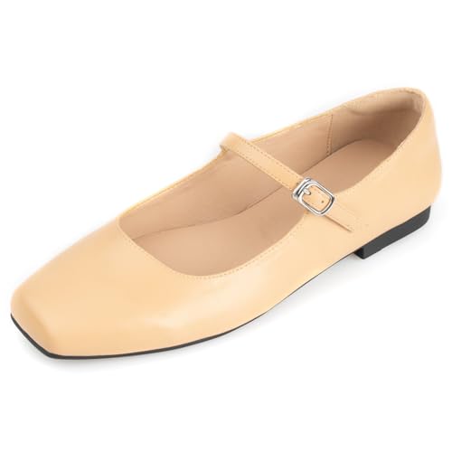 WONDERWAY Mary Jane Damen-Schuhe, Schlupfschuhe, Knöchelriemen, flache Schuhe, Beige, 41 EU WONDERWAY Mary Jane Damen-Schuhe, Schlupfschuhe, Knöchelriemen, flache Schuhe, Beige, 41 EU von WONDERWAY