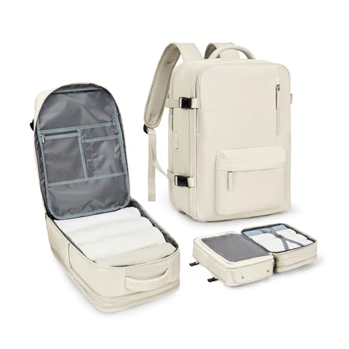 Großer Reiserucksack für Damen, Handgepäck-Rucksack, Wanderrucksack, wasserdicht, Outdoor-Sport-Rucksack, lässiger Tagesrucksack, Schultasche .., A1-beige, X-Large, Rucksack von WONHOX