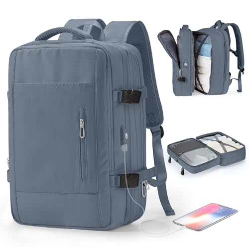 Großer Reiserucksack für Herren, Handgepäck-Rucksack, erweiterbarer Flugzeug-Flugzeug-zugelassener Wochenend-Rucksack, Laptop-Rucksack, Large, Rucksack von WONHOX