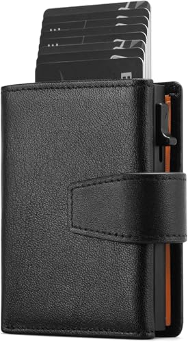 WONSEFOO Geldbörse Herren, RFID Schutz Portmonee Herren Magnetverschluss, Pop-up Kartenetui mit 8 Kreditkartenetui mit Banknotenfächer, Münzfach von WONSEFOO