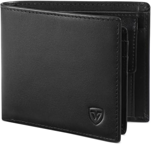 WONSEFOO Geldbörse Herren Leder Geldbeutel Männer Klein mit RFID Schutz, 10 Portmonee Kreditkartenetui, 2 Banknotenfächern, Großes Münzfach, Portmonee Leder mit Schlüsselhalter Inklusive Geschenkbox von WONSEFOO