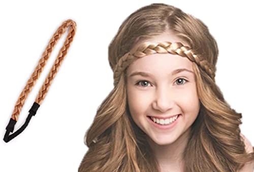 Extensions mit Gummiband im Echthaar Look, geflochtenes Stirnband aus Kunsthaar, Haarband für Weihnachten, Geschenk (GOLD) von WOO GIRL