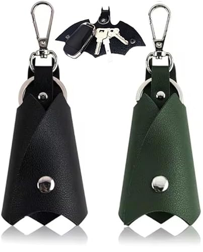 WOO LANDO Batman Schlüsselanhänger aus Kunstleder, 2PCS Schlüsseletuis, Kunstleder, Fledermaus Keychain, Auto Leder Key Organizer, für Alle Arten von Schlüsseln von WOO LANDO