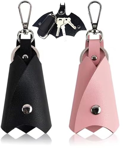 WOO LANDO Batman Schlüsselanhänger aus Kunstleder, 2PCS Schlüsseletuis, Kunstleder, Fledermaus Keychain, Auto Leder Key Organizer, für Alle Arten von Schlüsseln von WOO LANDO