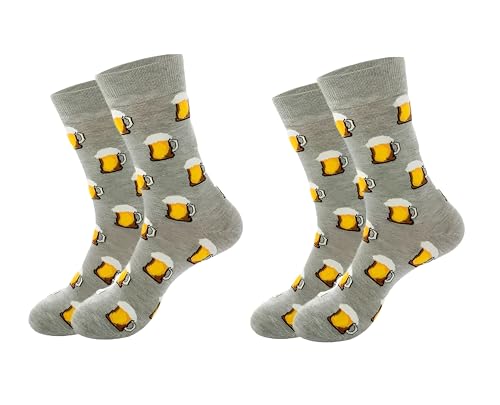 WOO MANTO 2 Paar Lustige Socken Herren - Motiv Bier 37-45 Baumwolle von WOO MANTO