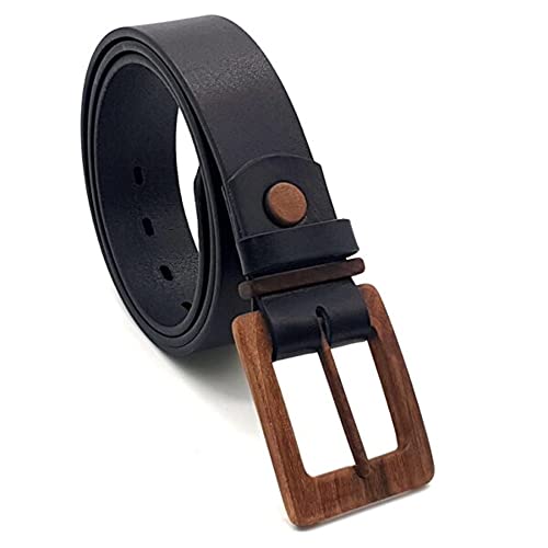 WOOD BELT Ledergürtel Herren Schwarz Gürtel Herren mit Holzschnalle aus Nussbaum Banff Empathie 406 Größe XL von WOOD BELT