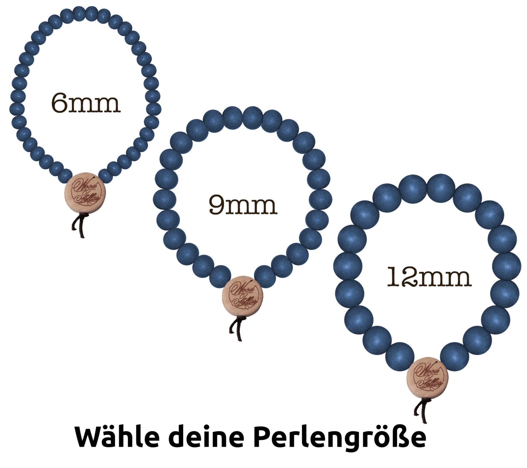 WOOD FELLAS Arm-Schmuck stylisches Armband mit Holz-Perlen Deluxe Pearl Bracelet Blau von WOOD FELLAS