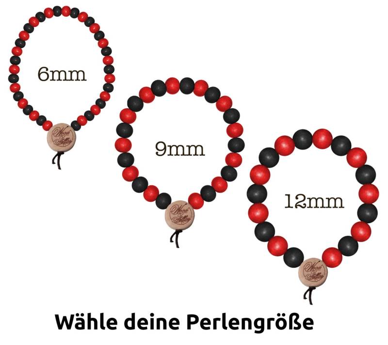 WOOD FELLAS Armband mit Holz-Perlen basic Arm-Schmuck Deluxe Pearl Bracelet Schwarz/Rot von WOOD FELLAS