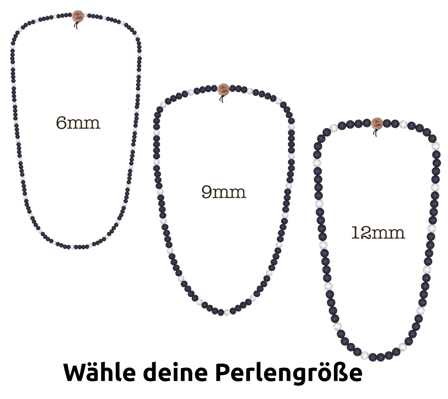WOOD FELLAS Hals-Schmuck stylische Holz-Kette Deluxe Pearl Necklace Navy/Weiß von WOOD FELLAS