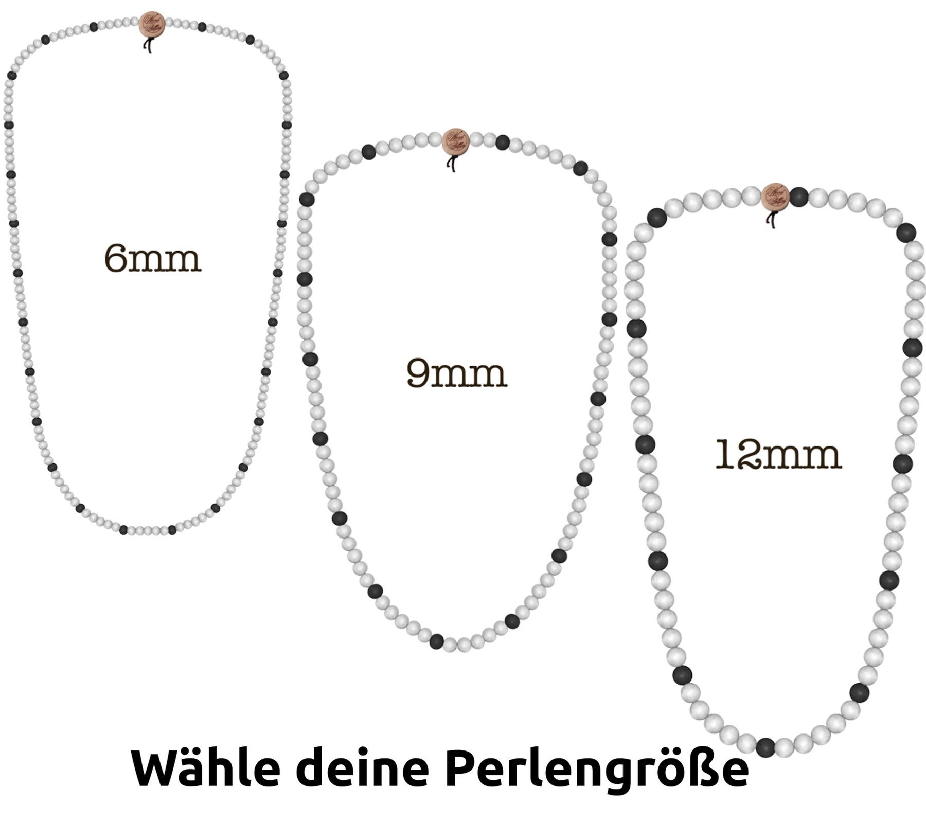 WOOD FELLAS Mode-Schmuck coole Holz-Kette Deluxe Pearl Necklace Weiß/Schwarz von WOOD FELLAS