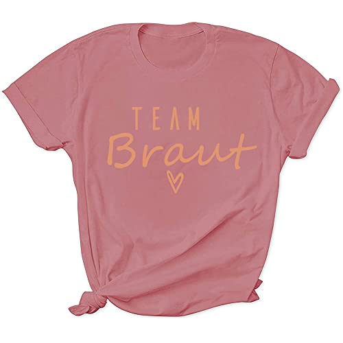 T Shirt Team Braut, Tshirt Frauen(Rosa 2XL) von WOOD MEETS COLOR