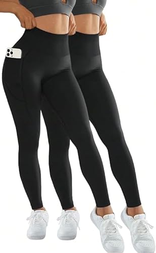 WOOD MEETS COLOR Frauen Yoga Leggings Hosen für Frauen High Waisted Workout Bottom für Fitness Enthusiasten 2er Pack (Black CK2422 S) von WOOD MEETS COLOR